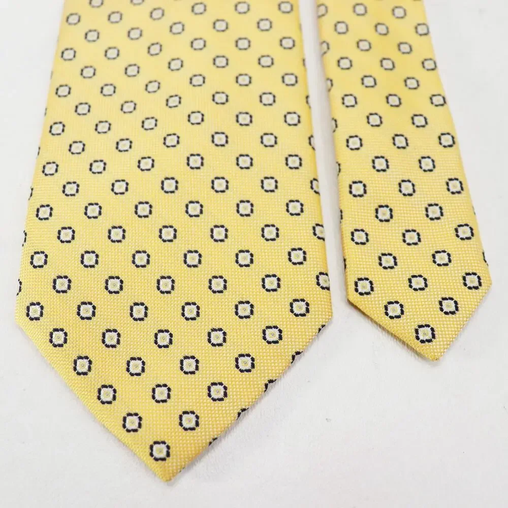 Jos A Banks Tie Mens 60 in Silk Pale Yellow Geo Octagon Executive Collection